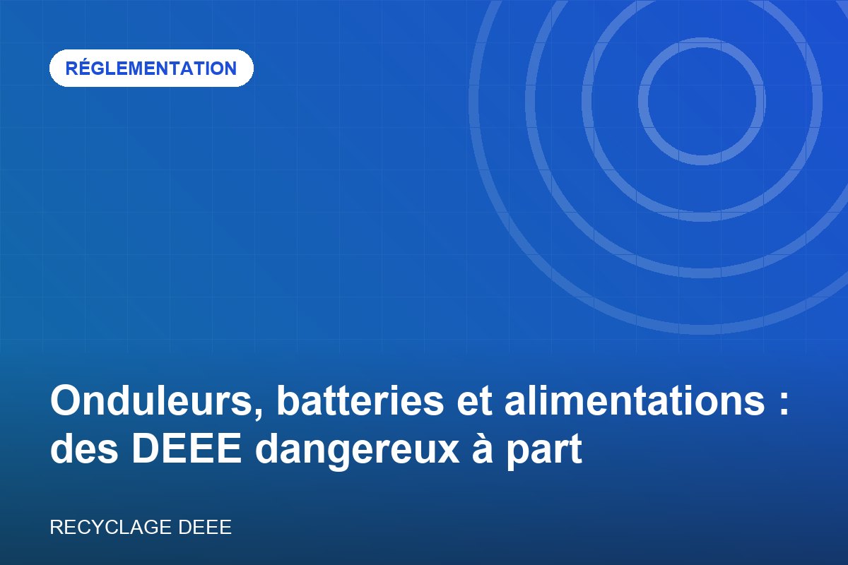 Onduleurs et batteries usagés isolés dans un bac avant collecte DEEE en entreprise